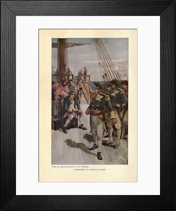 Framed Print : Impressment of American seaman by the British Navy Framed Print : Impressment of American seaman by the British Navy
