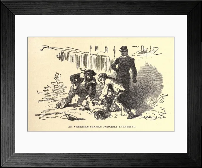 Framed Print : An American Seaman Forcibly Impressed by British sailors Framed Print : An American Seaman Forcibly Impressed by British sailors