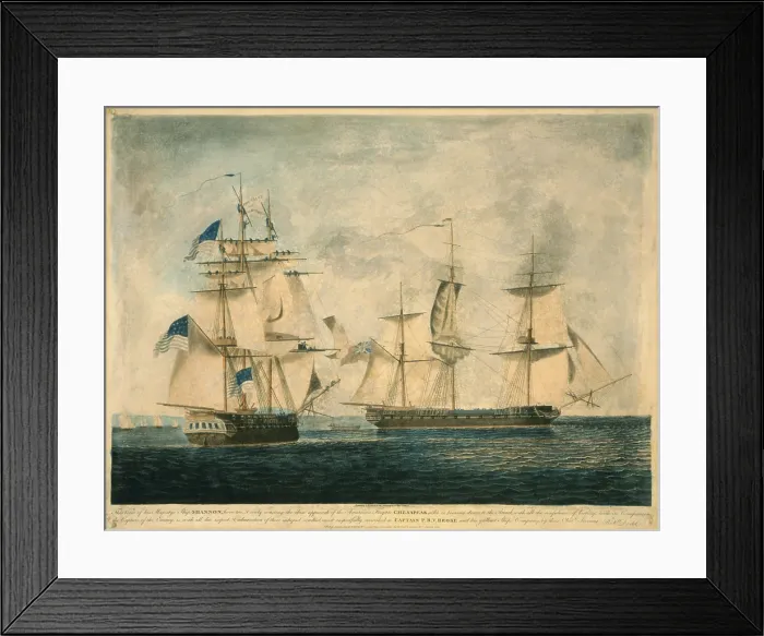 Framed Print : USS Chesapeake vs. HMS Shannon during the War of 1812. HMS Shannon was victories boarding and capturing the USS Chesapeake in short engagement off Cape Cod on June 1 1813