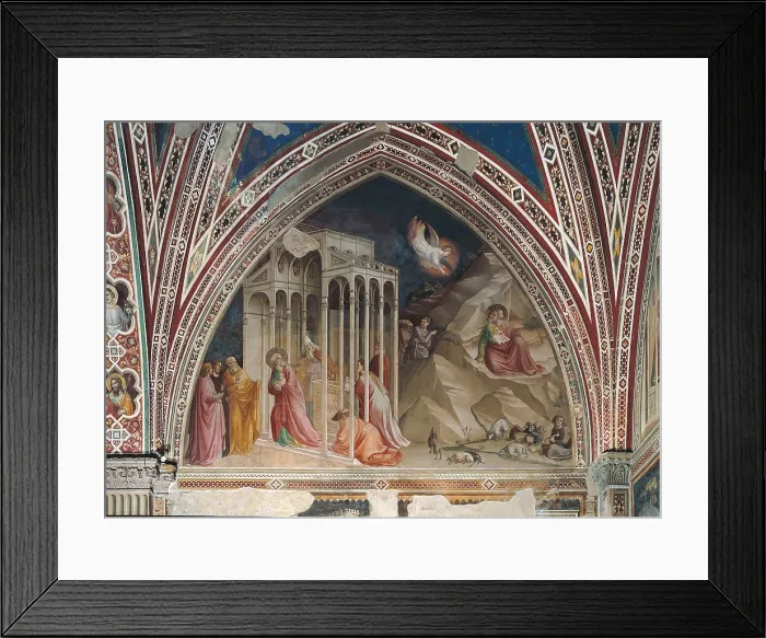 Framed Print : Joachim Expelled from the Temple and Annunciation to Joachim, by Taddeo Gaddi, 1338 - 1340 about, 14th Century, fresco, - Italy, Tuscany, Florence, Santa Croce Basilica. All Framed Print : Joachim Expelled from the Temple and Annunciation to Joachim, by Taddeo Gaddi, 1338 - 1340 about, 14th Century, fresco, - Italy, Tuscany, Florence, Santa Croce Basilica. All