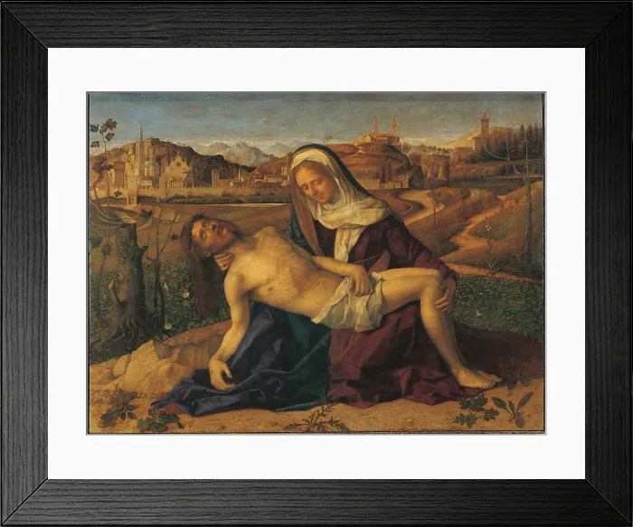 Framed Print : Piet (from the Don delle Rose Collection), by Giovanni Bellini, 1504 - 1505 about, 16th Century, oil on panel, cm 65 x 87 - Italy, Veneto, Venice, Accademia Art Galleries. All Framed Print : Piet (from the Don delle Rose Collection), by Giovanni Bellini, 1504 - 1505 about, 16th Century, oil on panel, cm 65 x 87 - Italy, Veneto, Venice, Accademia Art Galleries. All