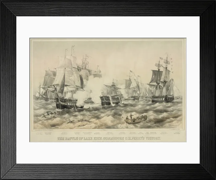 Framed Print : Battle of Lake Erie. American and British battleships in close quarters on Lake Erie engaged in battle September 10 1813 Framed Print : Battle of Lake Erie. American and British battleships in close quarters on Lake Erie engaged in battle September 10 1813