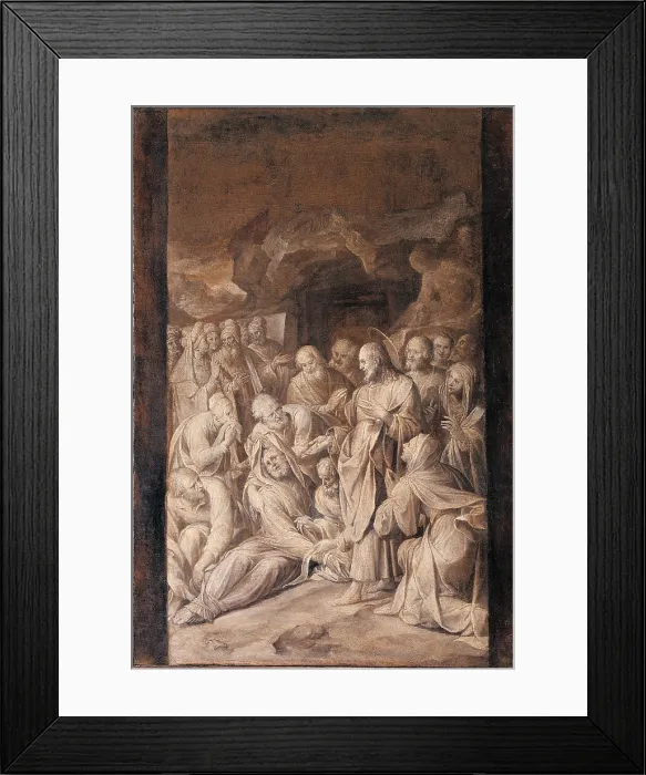 Framed Print : Resurrection of Lazarus, by Camillo Procaccini, 1620 - 1620 about, 17th Century, monochrome oil on canvas, cm 98 x 47 - Italy, Lombardy, Milan, Archbishops Palace. All