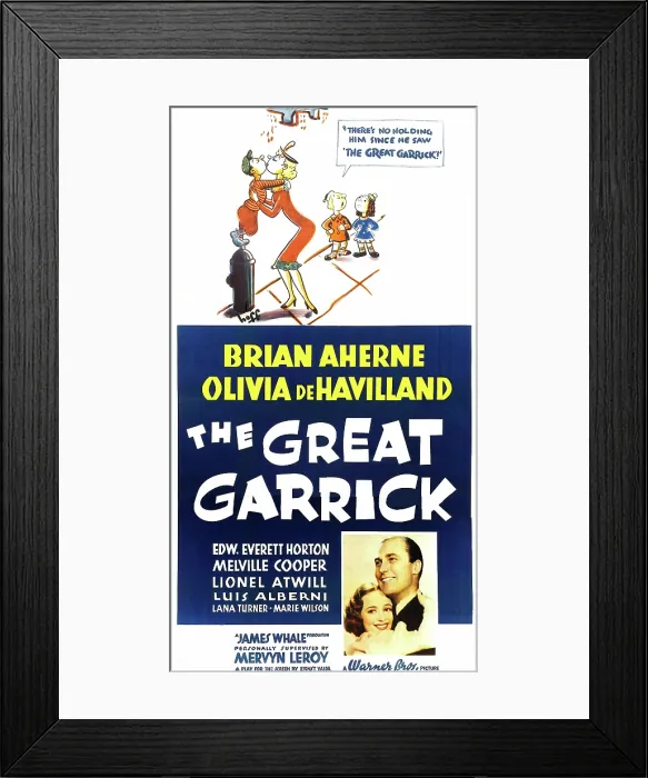 Framed Print : THE GREAT GARRICK, US poster art, bottom from left: Olivia De Havilland, Brian Aherne, 1937