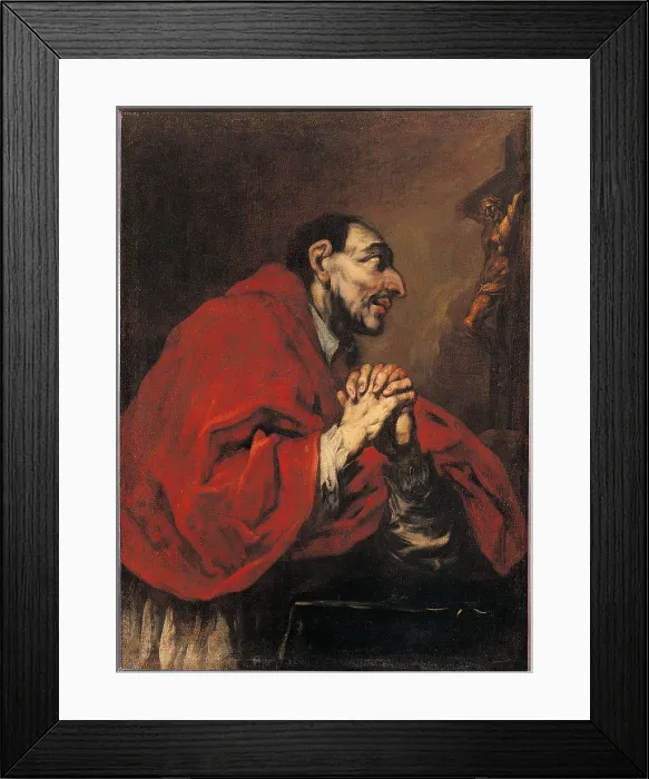 Framed Print : St Charles Borromeo in Prayer, by Giuseppe Antonio Pianca, 1745 about, 18th Century, oil on canvas, cm 100 x 73 - Italy, Lombardy, Milan, Archbishops Palace. All