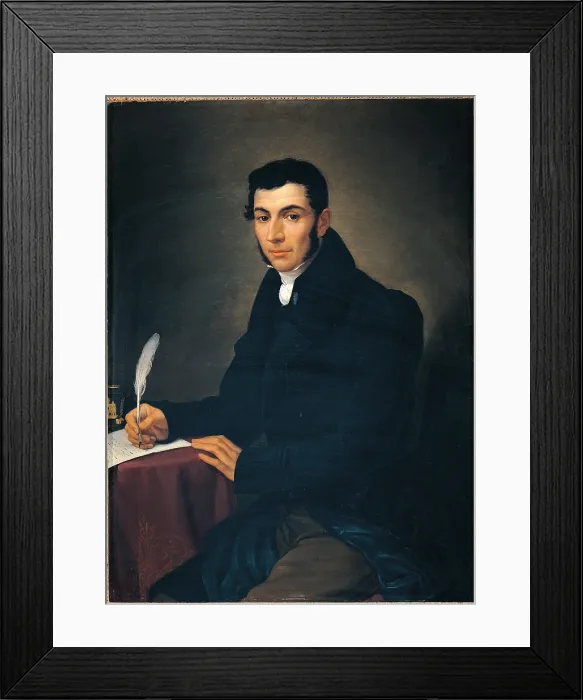 Framed Print : Male Portrait, by Anonymous artist, 1800 - 1850 about, 19th Century, oil on canvas, cm 97 x 72 - Italy, Lombardy, Milan, Archbishopric. All Framed Print : Male Portrait, by Anonymous artist, 1800 - 1850 about, 19th Century, oil on canvas, cm 97 x 72 - Italy, Lombardy, Milan, Archbishopric. All