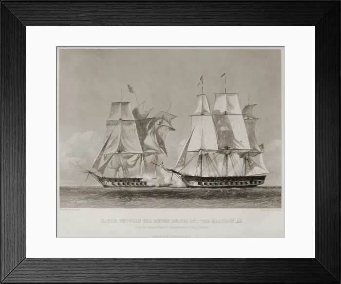 Framed Print : Battle between the USS United States and HMS Macedonian on October 25 1812. The Macedonian was captured repaired and added to the US Navy as the USS Macedonian Framed Print : Battle between the USS United States and HMS Macedonian on October 25 1812. The Macedonian was captured repaired and added to the US Navy as the USS Macedonian