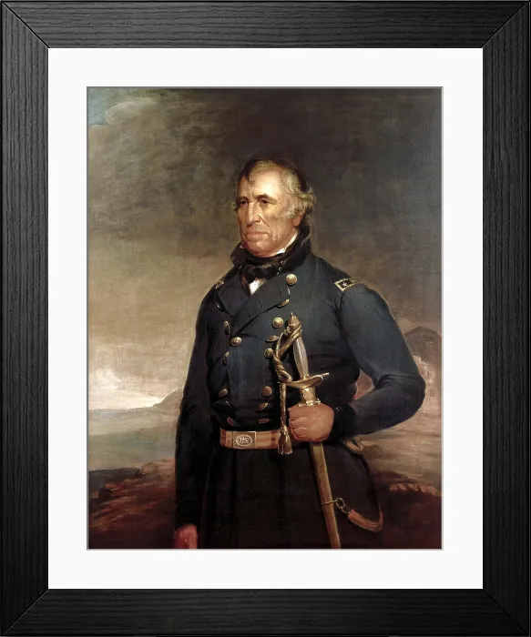 Framed Print : ZACHARY TAYLOR, by Joseph Henry Bush, 1848, American painting, oil on canvas. Zachary Taylor in this military uniform, holding a sword