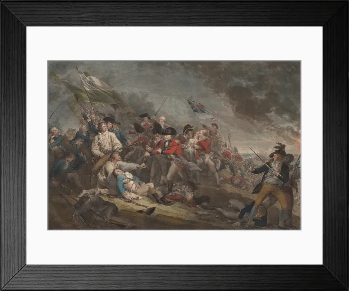 Framed Print : American Revolution. The Death of General Warren at the Battle of Bunkers Hill, June 17, 1775, by John Trumbull. 1808 hand colored engraving after Trumbulls painting Framed Print : American Revolution. The Death of General Warren at the Battle of Bunkers Hill, June 17, 1775, by John Trumbull. 1808 hand colored engraving after Trumbulls painting