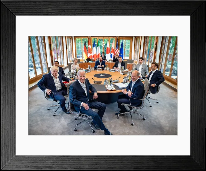 Framed Print : President Joe Biden joins a working session with G7 leaders on expanding of secure information and communications technology infrastructure to power economic growth Framed Print : President Joe Biden joins a working session with G7 leaders on expanding of secure information and communications technology infrastructure to power economic growth
