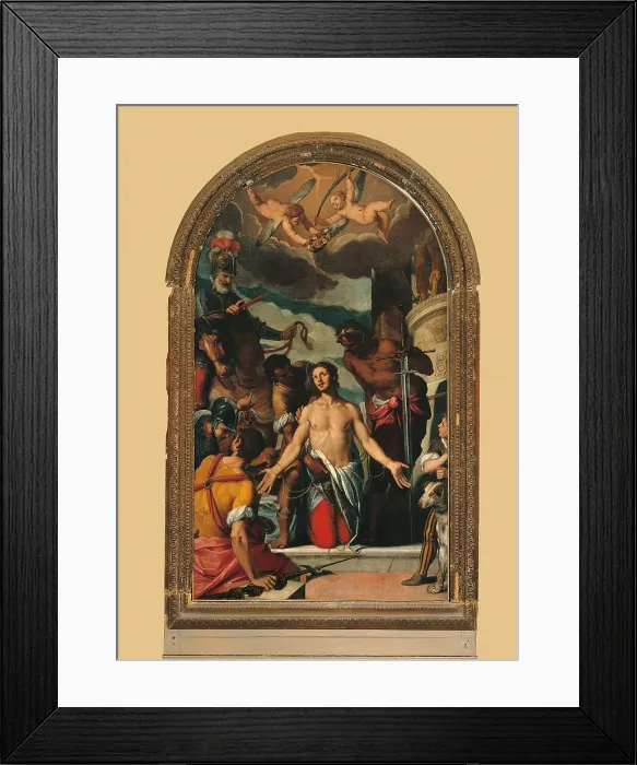 Framed Print : The Martyrdom of St Sergius, by Claudio Ridolfi, 17th Century, - Italy, Marche, Pesaro Urbino, Urbino, San Sergio church. All