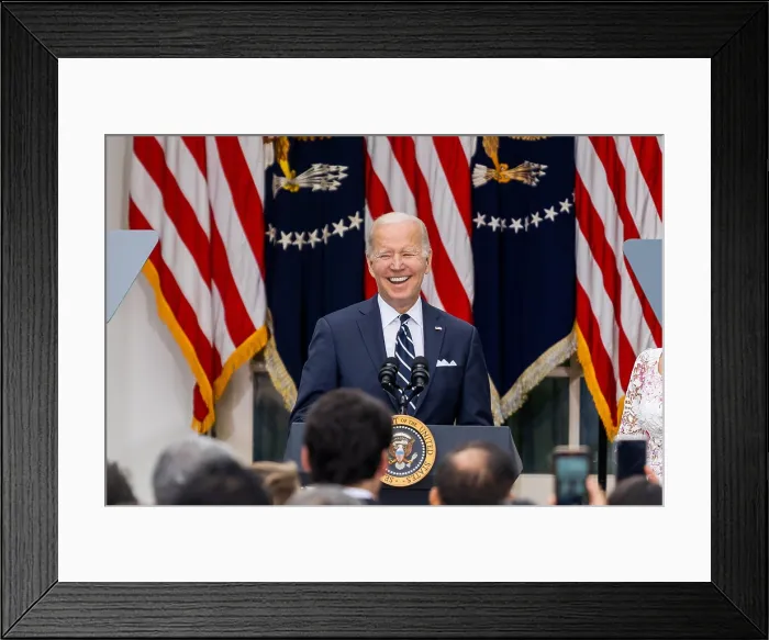 Framed Print : President Joe Biden speaks at a Cinco De Mayo reception, May 5, 2022, in the Rose Garden