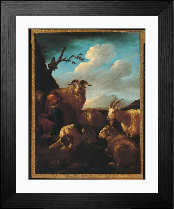 Framed Print : Shepherd with Animals, by Philipp Peter Roos known as Rosa da Tivoli, 17th Century, - Italy, Lazio, Rome, Banca dItalia Art collections. All Framed Print : Shepherd with Animals, by Philipp Peter Roos known as Rosa da Tivoli, 17th Century, - Italy, Lazio, Rome, Banca dItalia Art collections. All
