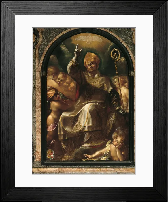 Framed Print : St Charles in Glory, by Giulio Cesare Procaccini, 1610 about, 17th Century, oil on canvas, - Italy, Lombardy, Milan, San Tomaso in Terra Amara Church. All