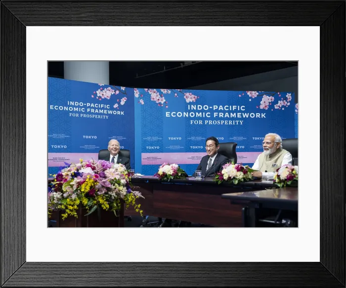 Framed Print : President Joe Biden, Japanese PM Kishida Fumio, and Indian PM Narendra Modi Framed Print : President Joe Biden, Japanese PM Kishida Fumio, and Indian PM Narendra Modi