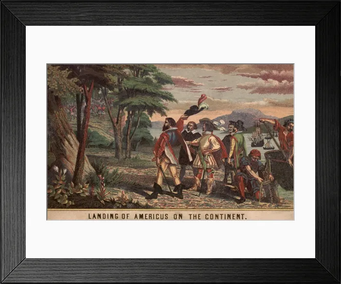 Framed Print : Landing of Amerigo Vespucci on the Continent, 1501-1502 Framed Print : Landing of Amerigo Vespucci on the Continent, 1501-1502