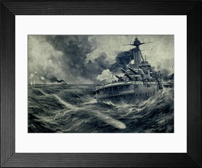 Framed Print : German U boat's torpedo passes the stern of a British vessel. WW1. 1914-18. (BSLOC_2012_4_94)