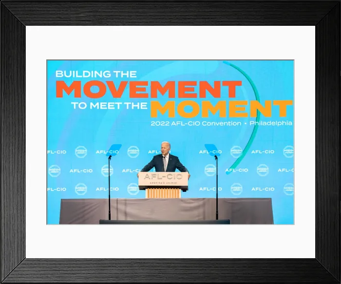 Framed Print : President Joe Biden speaks at the American Federation of Labor and Congress of Industrial Organizations (AFL-CIO) Convention, June 14, 2022