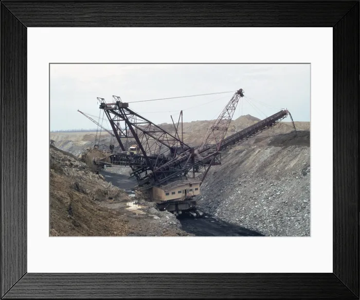 Framed Print : Huge strip mining machinery consuming the land near Dunfermline Illinois. Ca. 1973-75 Framed Print : Huge strip mining machinery consuming the land near Dunfermline Illinois. Ca. 1973-75