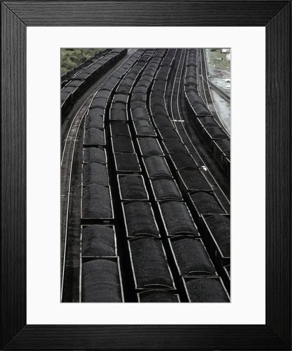 Framed Print : Loaded coal cars sit in the rail yards at Danville West Virginia near Charleston. April 1974 Framed Print : Loaded coal cars sit in the rail yards at Danville West Virginia near Charleston. April 1974