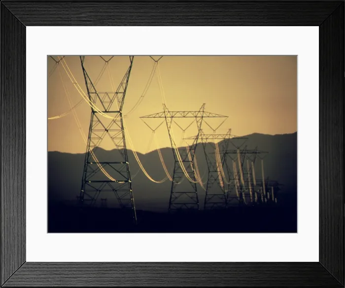 Framed Print : Electric power lines near Searchlight Nevada. Ca. 1973-75 Framed Print : Electric power lines near Searchlight Nevada. Ca. 1973-75