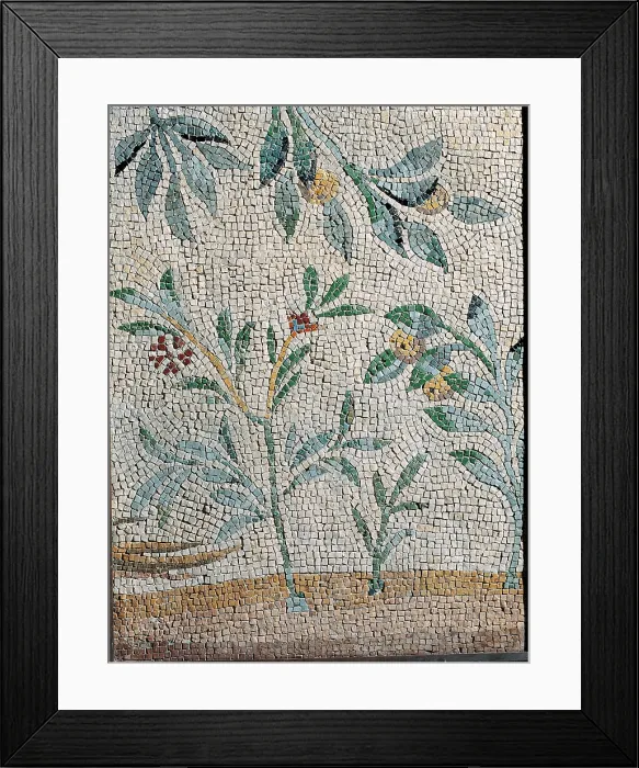 Framed Print : Vegetable decoration, by Unknown Artist, 3rd Century a.D. -, polychrome mosaic, - Italy, Lazio, Rome, Museum of Rome. Fragment. Probably from Ostia. Fragment