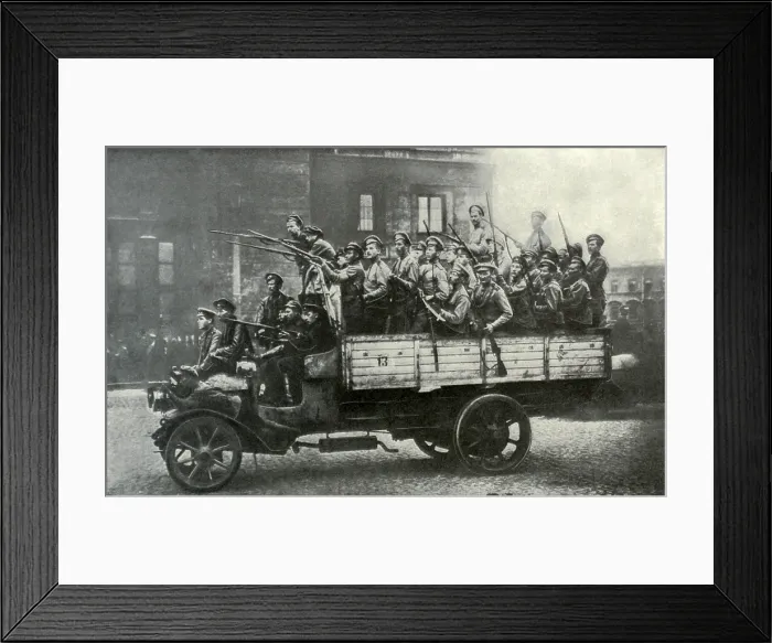 Framed Print : Truckload of excited soldiers during Russian Revolution. St. Petersburg, 1917. (BSLOC_2013_4_216) Framed Print : Truckload of excited soldiers during Russian Revolution. St. Petersburg, 1917. (BSLOC_2013_4_216)