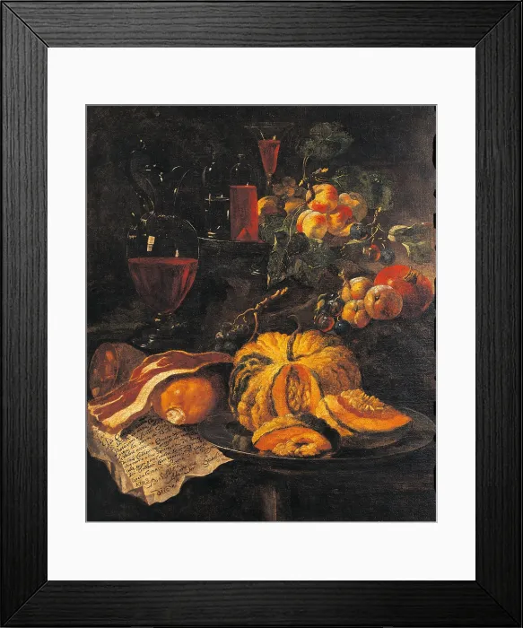 Framed Print : Melon, Bread, Salami and Crystal, by Giovanni Paolo Castelli know as Spadino, 1703, 18th Century, oil on canvas, cm 85 x 71 - Italy, Lazio, Rome, Capitoline Museums. All. All Framed Print : Melon, Bread, Salami and Crystal, by Giovanni Paolo Castelli know as Spadino, 1703, 18th Century, oil on canvas, cm 85 x 71 - Italy, Lazio, Rome, Capitoline Museums. All. All