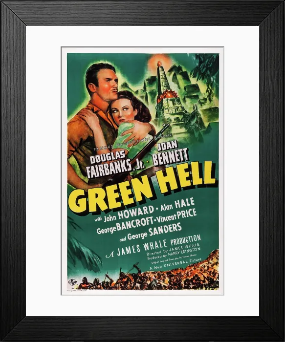 Framed Print : GREEN HELL, l-r: Douglas Fairbanks, Jr. Joan Bennett on poster art, 1940 Framed Print : GREEN HELL, l-r: Douglas Fairbanks, Jr. Joan Bennett on poster art, 1940