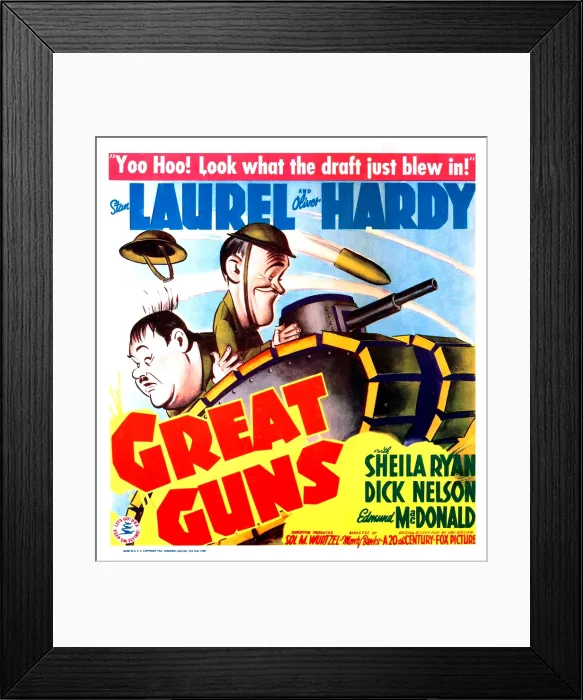 Framed Print : GREAT GUNS, US poster, from left: Oliver Hardy, Stan Laurel, 1941. TM and copyright 20th Century Fox Film Corp. All rights reserved / courtesy Everett Collection
