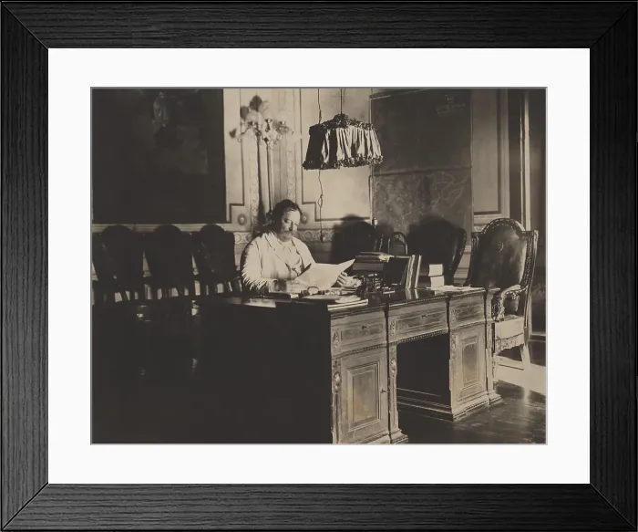 Framed Print : Future President, William H. Taft, as Governor-General of the Philippines, 1901-1903. He reads a newspaper at his desk with a map of Manila on the office wall (BSLOC_2017_2_93) Framed Print : Future President, William H. Taft, as Governor-General of the Philippines, 1901-1903. He reads a newspaper at his desk with a map of Manila on the office wall (BSLOC_2017_2_93)