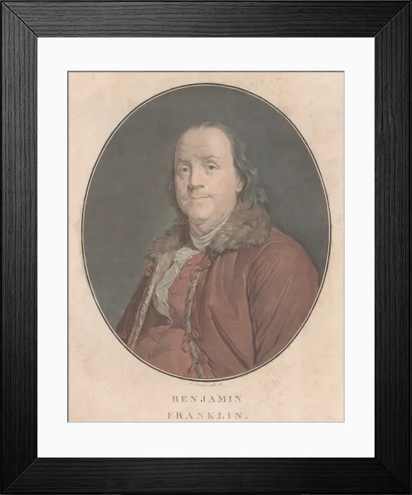 Framed Print : Benjamin Franklin, was US Ambassador to France from Dec. 1776 to 1785, during the American Revolution