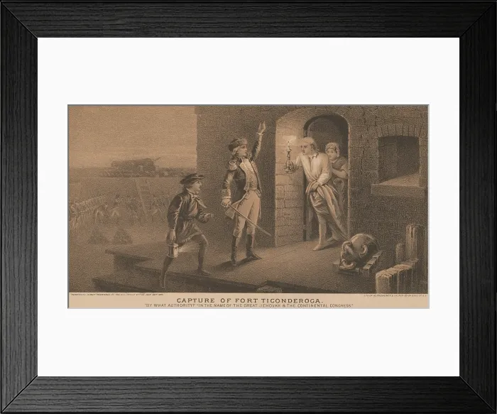 Framed Print : American Revolution, Capture of Fort Ticonderoga by Green Mountain Boys led by Ethan Allen and Benedict Arnold, May 9-10, 1775 Framed Print : American Revolution, Capture of Fort Ticonderoga by Green Mountain Boys led by Ethan Allen and Benedict Arnold, May 9-10, 1775