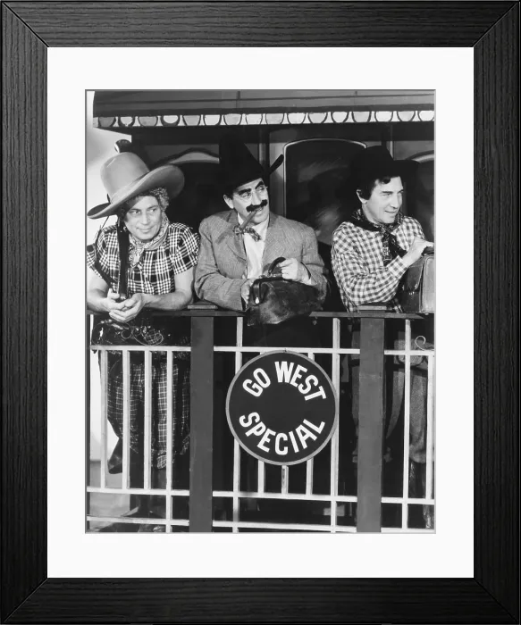 Framed Print : GO WEST, from left: Harpo Marx, Groucho Marx, Chico Marx, 1940