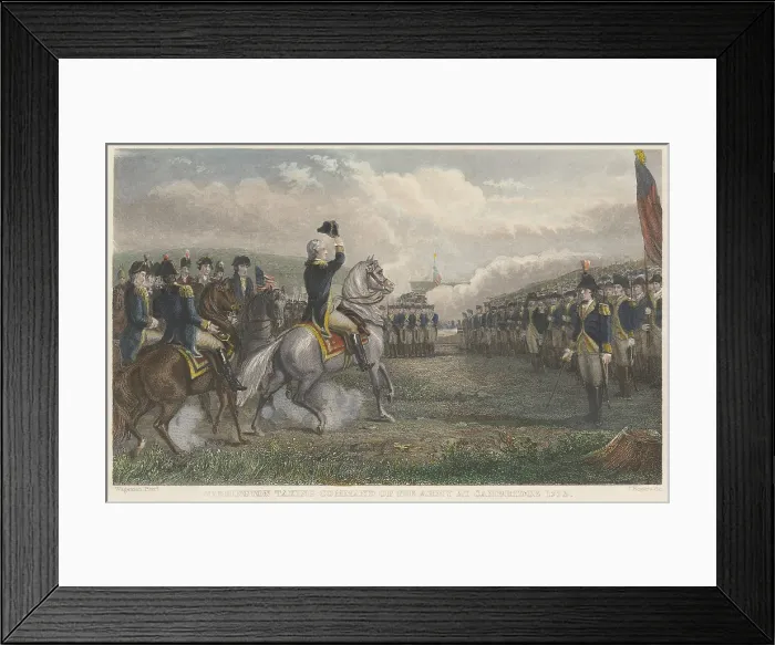 Framed Print : American Revolution. George Washington inspecting the Army at Cambridge, July 3, 1775