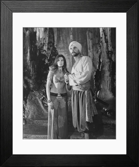 Framed Print : THE GOLDEN VOYAGE OF SINBAD, from left: Caroline Munro, John Phillip Law, 1973 Framed Print : THE GOLDEN VOYAGE OF SINBAD, from left: Caroline Munro, John Phillip Law, 1973