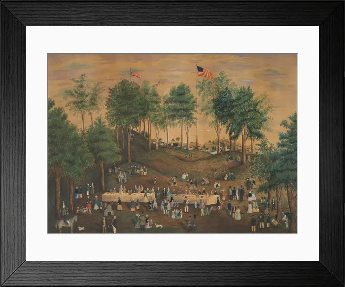Framed Print : ANTI-SLAVERY PICNIC AT WEYMOUTH LANDING, MASSACHUSETTS, 1840-50, by Susan Torrey Merritt, American watercolor painting Framed Print : ANTI-SLAVERY PICNIC AT WEYMOUTH LANDING, MASSACHUSETTS, 1840-50, by Susan Torrey Merritt, American watercolor painting