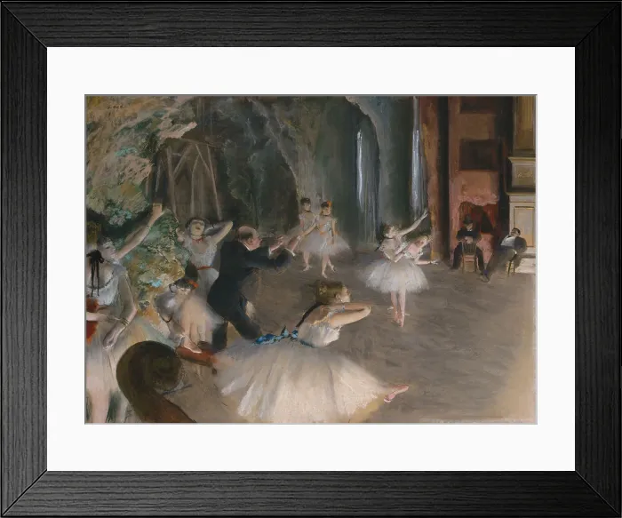 Framed Print : The Rehearsal Onstage, by Edgar Degas, 1874, French impressionist drawing, pastel on paper