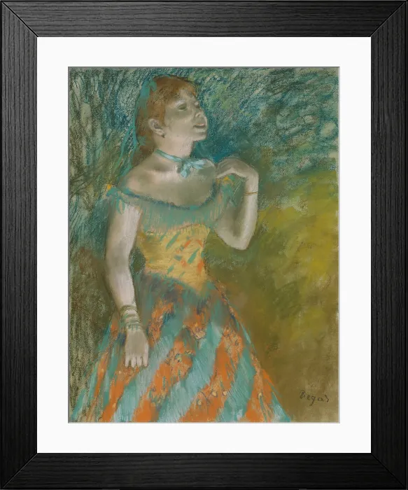 Framed Print : The Singer in Green, by Edgar Degas, 1884, French impressionist drawing, pastel on paper