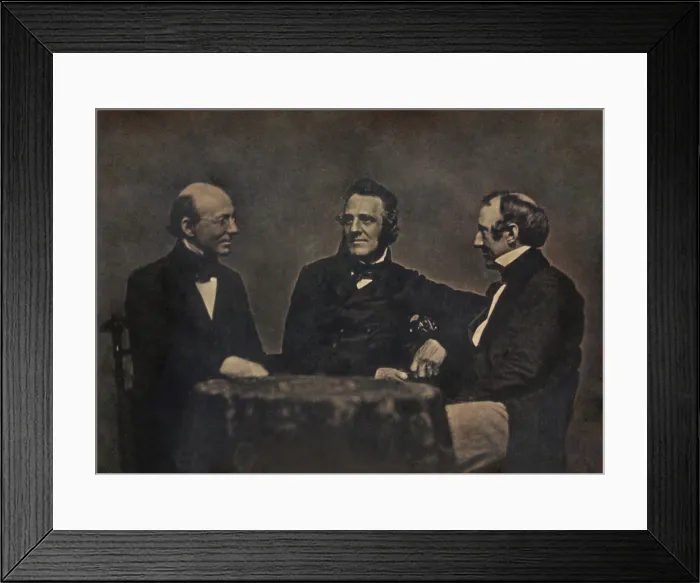 Framed Print : Abolitionists, William Lloyd Garrison, George Donisthorpe Thompson, and Wendell Phillips, are seated at a table, ca. 1850-51, in daguerreotype by Southworth and Hawes, Boston