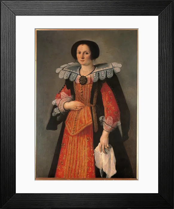 Framed Print : Portrait ofa Lady, by Unknown Artist, 1630 about, 17th Century, - Italy, Lombardy, Milan, Amministrazione Provinciale, on deposit in Brera Art Gallery