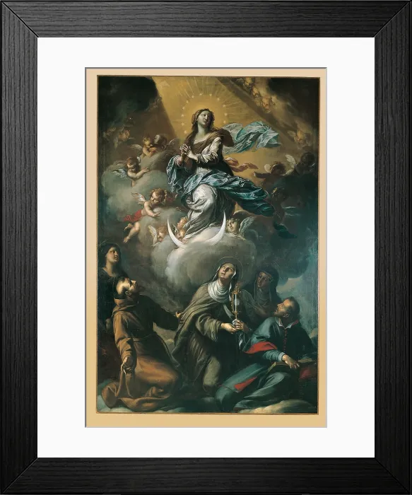 Framed Print : The Immaculate Virgin Mary with St Claire, St Francis, St Bonaventure, St Agnes and St Polissena, by Francesco Paglia, 17th Century, - Italy, Lombardy, Milan, Ossona Framed Print : The Immaculate Virgin Mary with St Claire, St Francis, St Bonaventure, St Agnes and St Polissena, by Francesco Paglia, 17th Century, - Italy, Lombardy, Milan, Ossona