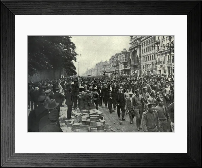 Framed Print : Bolshevik parade in St. Petersberg during the Russian Revolution, Spring, 1917