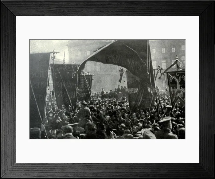 Framed Print : Bolshevik banners and speakers in St. Petersberg during the Russian Revolution. 1917. (BSLOC_2013_4_232) Framed Print : Bolshevik banners and speakers in St. Petersberg during the Russian Revolution. 1917. (BSLOC_2013_4_232)
