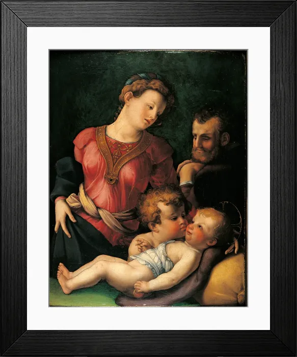 Framed Print : The Holy Family with Young St John the Baptist, by Unknown Artist, 16th Century, oil on panel, cm 61, 6 x 47, 5 - Italy, Lombardy, Milan, Banca Popolare di Milano Art Collection