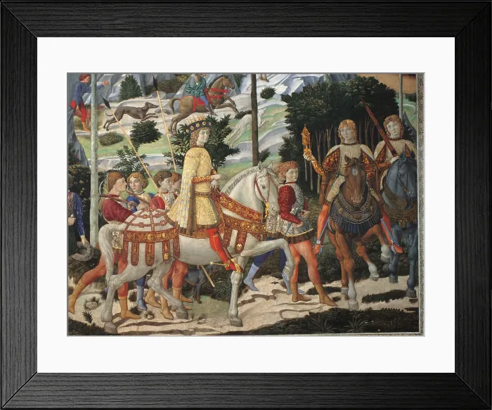 Framed Print : Magi Chapel. Journey of the Magi (The Magi Ride), by Benozzo di Lese di Sandro known as Benozzo Gozzoli, 1459, 15th Century, fresco, - Italy, Tuscany, Florence
