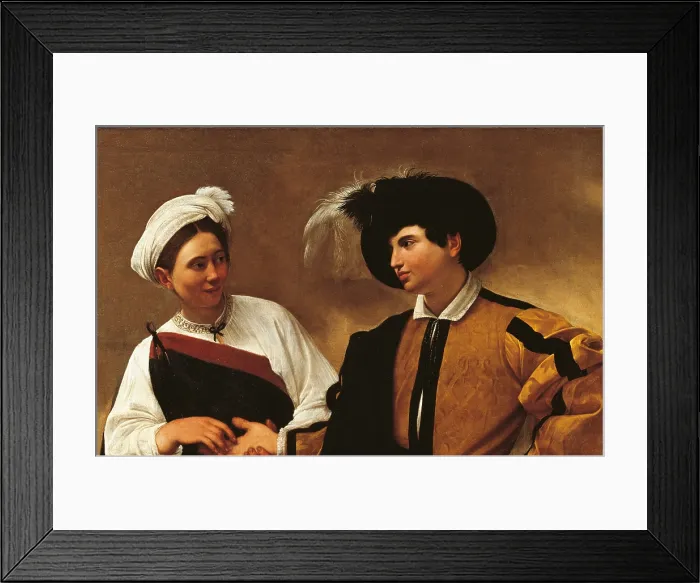 Framed Print : The Good Luck, by Michelangelo Merisi known as Caravaggio, 1593 - 1594 about, 16th Century, oil on canvas, cm 115 x 150 - Italy, Lazio, Rome, Capitoline Museums