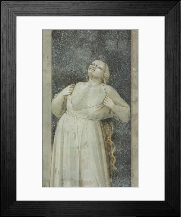 Framed Print : Allegory of Vice and Virtue Wrath, by Giotto, 1306 about, 14th Century, monochrome fresco, cm 120 x 55 - Italy, Veneto, Padua, Scrovegni Chapel. Detail