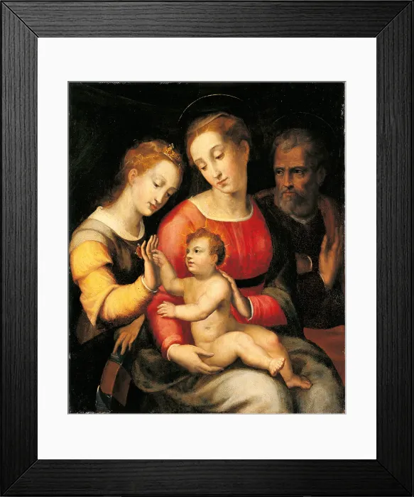 Framed Print : Mystical Marriage of St Catherine, by Unknown Artist, 16th Century, oil on panel, cm 74, 6 x 61, 6 - Italy, Lombardy, Milan, Banca Popolare di Milano Art Collection. All Framed Print : Mystical Marriage of St Catherine, by Unknown Artist, 16th Century, oil on panel, cm 74, 6 x 61, 6 - Italy, Lombardy, Milan, Banca Popolare di Milano Art Collection. All