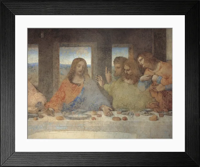 Framed Print : The Last Supper, by Leonardo da Vinci, 1495 - 1497 about, 15th Century, tempera and oil on two layers of plaster, cm 460 x 880 - Italy, Lombardy, Milan